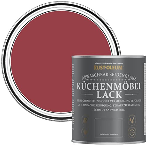 Rust-Oleum Red Scrubbable Kitchen Cupboard Paint in Satin Finish - Soho 750ml