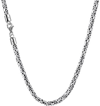 Edellis Massive 925 Sterling Silber Königskette handgearbeitet Herren Halskette, Dicke 3,2mm, Länge 50cm / 60cm, mit Schmuckbox (60 cm)