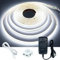 GOMING 12V Détecteur de Mouvement COB Ruban à LED 5M Blanc Froid 6000K CRI 93+ IP20 Non étanche Bande Lumineuse LED avec Adaptateur Secteur pour Armoires de Cuisine Escalier Vitrine Chambre Lit