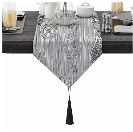 AMDXD Tischläufer Abwaschbar, Holz Getreide Baumwolle Tischläufer Fleckschutz, Tischband für Hochzeit Zuhause Bauernhaus Modern Tabletop Dekor (Grau, 30x280 cm)