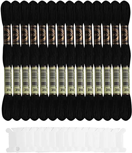 DERAYEE Schwarz 8 Meter Stickgarn,Kreuzstichfäden für Sticken,Basteln, Kreuzstich,Häkeln