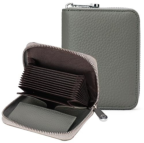 SENDEFN Portefeuille Femme en Cuir Véritable, Porte Carte de Crédit Femmes avec RFID Blocage, Portefeuilles pour Femmes zippé en Petit et Format Court, Porte Monnaie Fermeture éclair