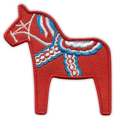 Dalecarlian Horse - Dalarna Pferd - Symbol von Dalarna und Schweden - Aufnäher - Bestickter Aufnäher / Abzeichen / Emblem