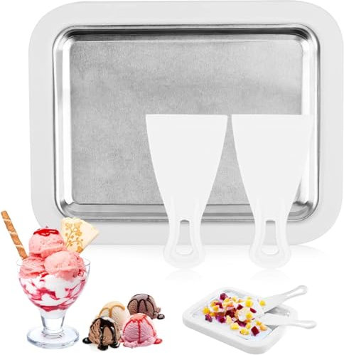 Eiscreme Roller Maker Pan, Eisplatte mit 2 Spateln, Rolled Ice Cream Maker, Eis Platte Für Ice Rolls, Eismaschine Gerollte Eiscreme Maker