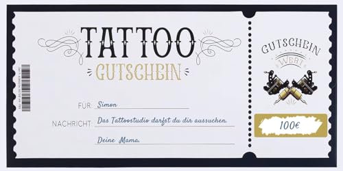 Tattoo Gutschein - Tattookarte, Tattoo Rubbelkarte, Tattoo personalisiert, Gutschein Tattoo, Geschenk für Männer,Geschenk für Frauen