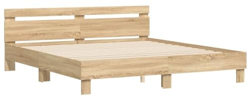 vidaXL Bettgestell mit Kopfteil Sonoma-Eiche 180x200 cm Holzwerkstoff