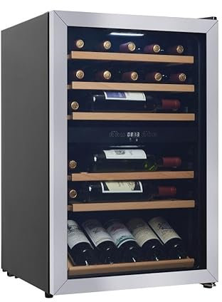 CAVIN Freistehender Weinkühlschrank - Polar Collection 52, 2 Temperaturzonen, zwei Zonen, 4 bis 22°C, Kompressor, Holzregalböden, Glastür mit UV-Schutz, 37 Flaschen
