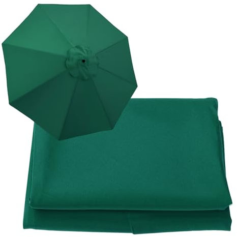 WOGTITYI Sonnenschirm Ersatzbezug Bespannung Mit 200cm 270cm 300cm 6 Streben/8 Streben, Gartenschirm Ersatzabdeckung, Für Hof, Garten, Strand, Pool (Stärke: Dark Green, Größe: 3.0m-8Streben)