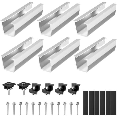 Maxentico 6 Piezas Soporte Placa Solar, Soporte Placas Solares, Soporte Panel Solar, Soporte Placas Solares de Aleación de Aluminio, Soporte para Panel para Barcos, Autocaravanas, Sistemas de Techo