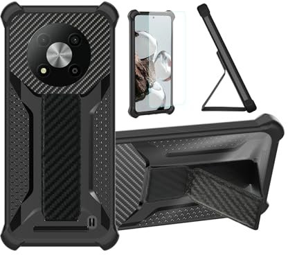 Aroepurt Hülle Für Zte Blade A73 5g Hülle Case Handyhülle Schutzhülle Cover [mit gehärtetem Glas-Screen-Protector] Hybrid [Folding Support Magnetic] [Frosted Anti-Fingerprint] Schwarz
