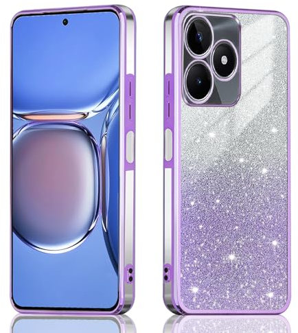 JNERBUYI Funda Bumper para Realme C53 / Realme C51, Funda para móvil de Antigolpes, Carcasa Ultrafina Galvanizada, Funda Brillante para Niñas. Lavanda