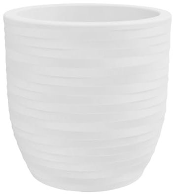 Nicoli - Maceta de resina rotacional Rhea Elegance, para interior y exterior, resistente a los rayos UV, jardinera con cuenco diámetro 30 cm y 40 cm (blanco, diámetro 40 x 40 cm)