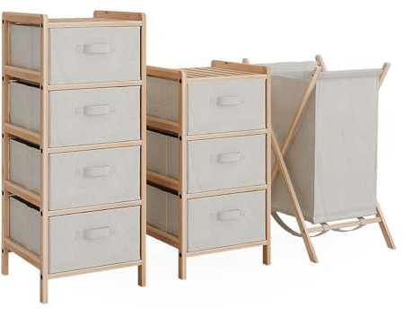 Vicco Badmöbel-Set Bruno, Badezimmerschrank-Set, Beige, 3 Teile