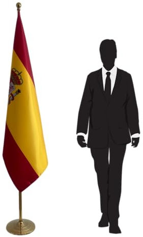 Bandera de España con mástil y pie. Bandera Española para Oficina. Bandera de España en hampe. Código CN6-ES