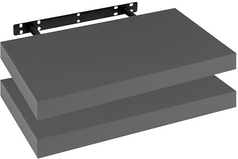 WOLTU 2X Wandregal Wandboard Bücherregal Regale für Deko Wandablagen aus MDF Holz, 2er Set Hängeregal Dunkelgrau, 40x23x3,8cm RG9372dgr-2