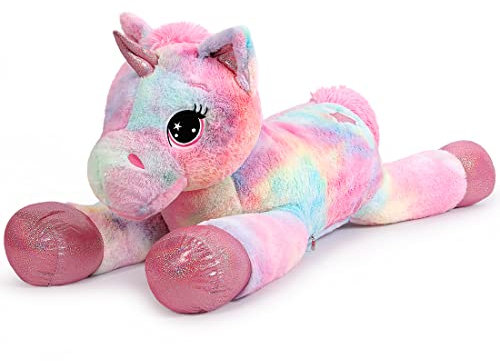 Sausudols Peluche Unicorno Gigante 80cm - Peluche Tenero Jumbo per Ragazze Morbido Cuscino di Peluche Unicorno Regalo per Compleanno, Natale Rosa