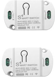 Interruttore intelligente WiFi Smart Life 2 Pezzi - 10A Intelligente Relé, Interruttore Smart WLAN con Controllo vocale Funzione Timer, Compatibile con Alexa Echo/Google Assistant/Tuya Smart Home