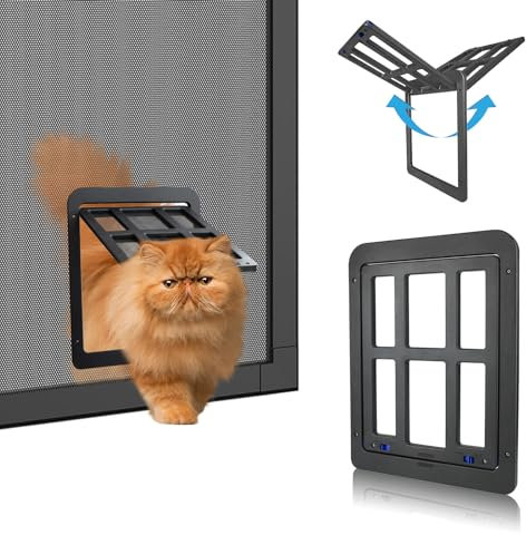 Billionchains Mosquitera para puerta corredera, cierre automático, para puertas mosquiteras, adecuada para gatos y cachorros, color negro