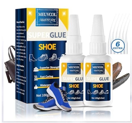Meuvcol Shoe Glue 100g, Super Shoe Glue Sole Repair Heavy Duty, Clear Waterproof Shoe Repair Adhesive UK, Trainer Adhesive For Boot, Sneaker, Leather, Rubber, Suede, Hiking, Handbag - Fast Drying