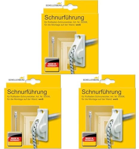 Schellenberg 11034 Schnurführung für Rollladen-Schnüre bis 5 mm Durchmesser, Rolladenschnur, verschleißarmer Lauf der Rollladenschnur (Packung mit 3)