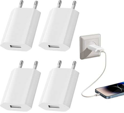 Enchufe USB, Alimentación USB, Enchufe US B, Cargador U SB, Transformador U-SB, Pri-se Pared US-B, Alimentación 5V 1A, Cargador Compatible con iPhone, Samsung, Xiaomi y Reloj Inteligente