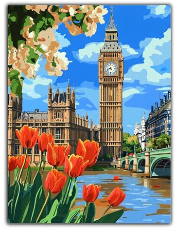 Diamond Painting New York Diamond Painting Erwachsene, Big Ben Diamant Painting Bilder Vollbohrer Mit Diamond Painting Zubehör, DIY Kristall Diamant Kreativ Bastelset Set für Room Decor 60X80CM Z6-823