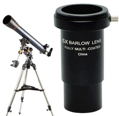 5X Barlow Lens - Achromatic Telescope Eyepiece 1.25in Barlow Lens | Multi Coated Connect Interface Metal Moon Filter For Planetary