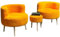 fashionshowcase 3-teiliges Lounge-Set, 2 Plüsch-Sessel mit Holzbeinen und Hocker, (Gelb)
