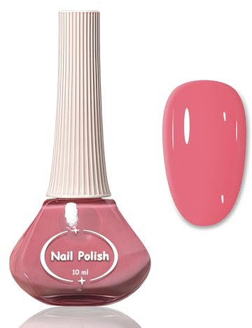 Nagellack Rosa - Ungiftig Nagellack auf Wasserbasis - Atmungsaktiv Nagelack Schnelltrocknend - Dunkelrosa Nail Polish ohne UV Lampe für Frauen DIY Maniküre Zuhause (Peach Pink, 10ml)