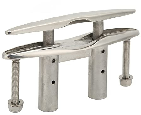 Fuerdich 6in Pull up Boat Cleat, 316 Stainless Steel Heavy Duty Marine Dock Pull up Cleat with Locknuts Flush Mount Cleat for Yacht