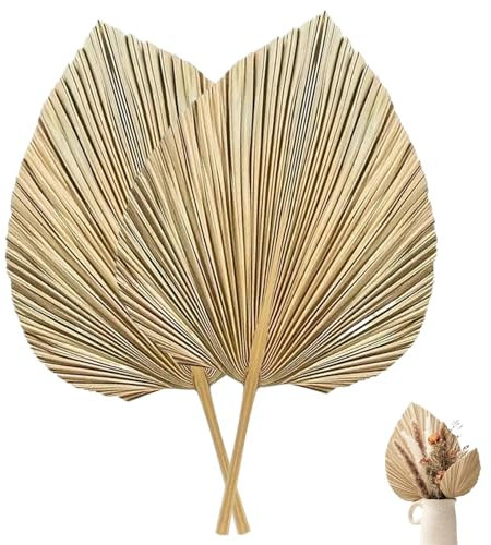 2pcs 17.7x9.8 Pulgadas de Hojas Tropicales, Hojas de Palma secas Decoración de de Palma de Boho para el jarrón de Bodas Arreglos de Mesa