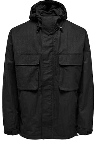Only & Sons Herren Jacke Schwarz X_L | Langarm, Casual, Bei max. 30 grad im schongang waschen