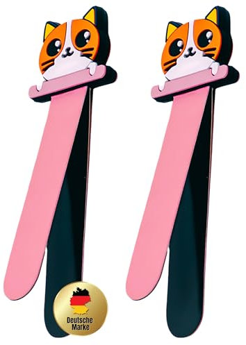 PARBOOLY Magnetisches Lesezeichen Katze, 2er Set Rosa, Metall, Buchseitenhalter, Schultüte, Geschenk, Leseratten, Kinder, Erwachsene