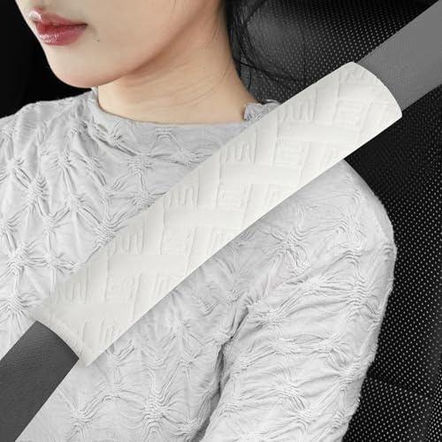 JUSTTOP Universal-Auto-Schultergurt-Pads für ein komfortableres Fahren, Schultergurt-Abdeckungen, Gurtpolster für Auto-Innenzubehör, Weiß, 2 Stück