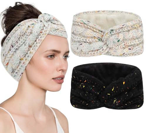 Fasce per Capelli donna Annodato Fascia 2PC Fascia per Capelli Lavorata a Maglia Calda da Donna Fasce per Capelli Tessuto di Lana Turbante Fascia da donna Invernale Accessori Cerchietti per Donnas (D)