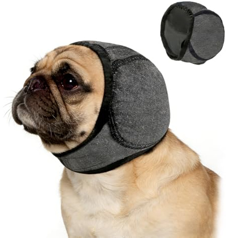LAKPYN Cuffie Antirumore per Cani | Paraorecchie Calmante Regolabile per Tuoni & Fuochi d'Artificio | Fascia Morbida e Igienica | Ideale per Toelettatura, Bagno e Situazioni Stressanti(S)