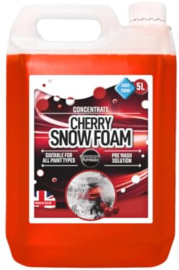 B4E Cherry Snow Foam 5L – High-Foam Car Shampoo for Foam Cannons & Pressure Washers – Cherry Scented Vehicle Cleaner for Cars, Vans & Motorbikes – Made in the UK