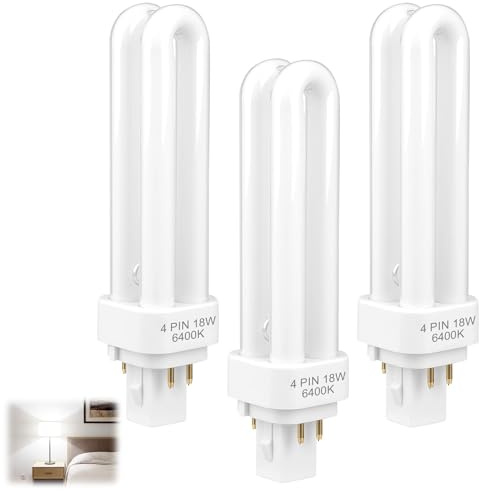 3Pack 18W Compact Fluorescent Lamp PLC G24q-2 4Pin Energy Saving Light Bulb