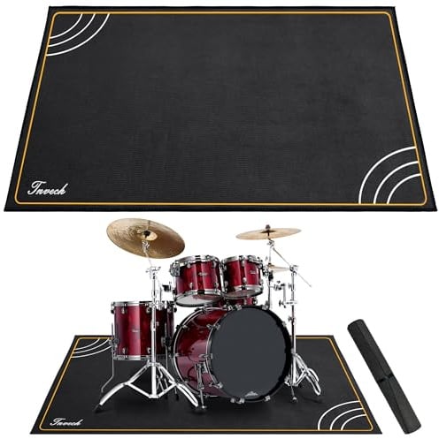 Alytree Drum Mat | 4 x 5.3Ft, Drum Rug with Non-Slip Grip Bottom & Noise Reduction, Soundproof Drum Carpet for Studio, Apartment, Outdoor, Electric Drum Accessories Gift for Drummers, Pattern