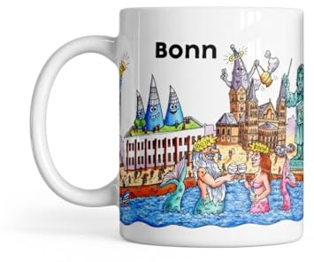 Tasse Bonn Skyline | Kaffee, Tee, Kakao, Geschenk Freunde, Familie, Weihnachten, Geburtstag | Keramik | kaffeebecher, 330ml, 33cl