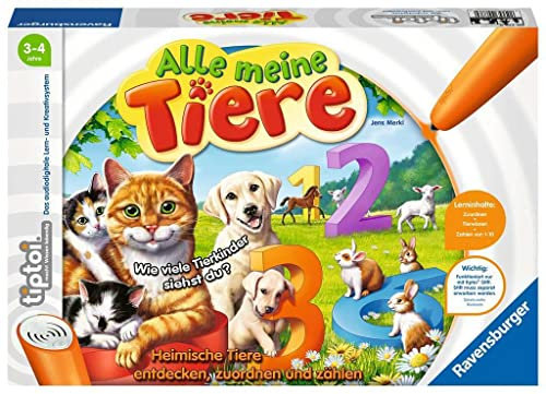 Ravensburger tiptoi 00776 - Alle Meine Tiere - Spiel ab 3 Jahren - Lerne spielerisch die Zahlen von 1 bis 10 mithilfe heimischer Tiere, Yellow