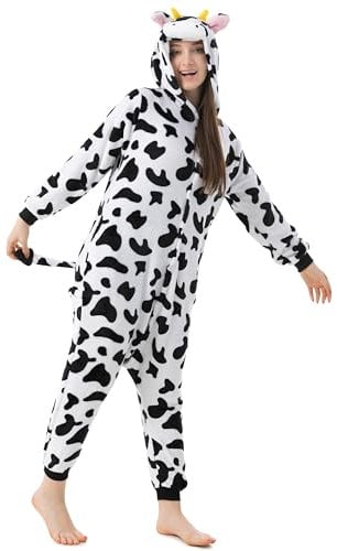 Katara 1744 - Grenouillère Combinaison pour Adultes Tenue de Nuit Pyjama Kigurumi - Taille L 165-175cm Vache