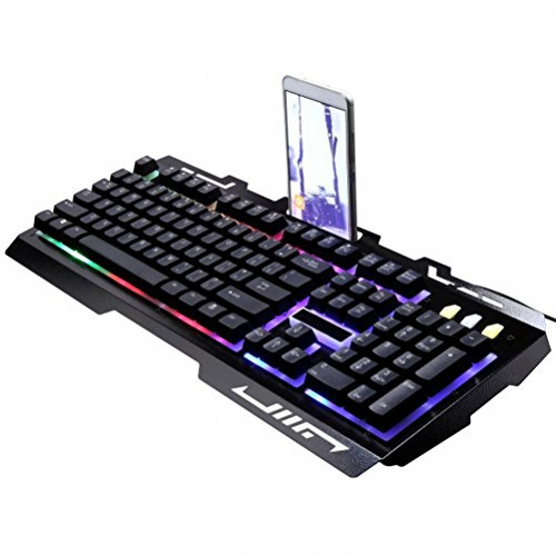 keyboard USB Wired USB Ordinateur Portable Portable Jeu général Brillant Clavier métal,Noir