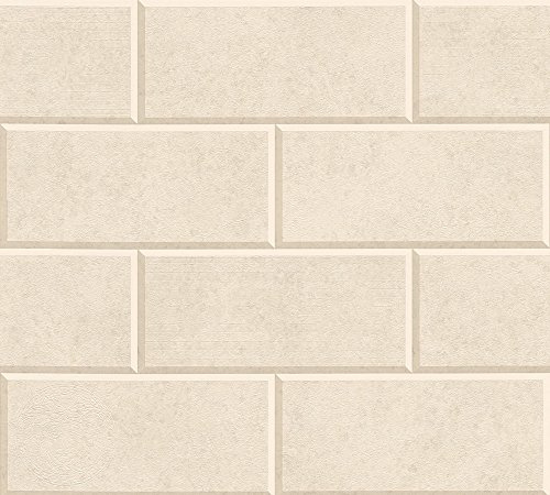 A.S. Création VERSACE WALLPAPER Vliestapete Via Gesù Luxustapete in Stein Optik 10,05 m x 0,70 m creme beige Made in Germany 343221 34322-1
