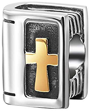 JiaRong Charms Christlicher Charm-Anhänger aus 925er-Sterlingsilber mit Bibel-Motiv, 'Keep Faith', für Pandora-Armband