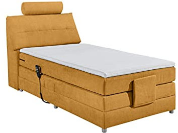 Froschkönig24 Palermo 120x200 cm Boxspringbett Bett mit Motor Gelb
