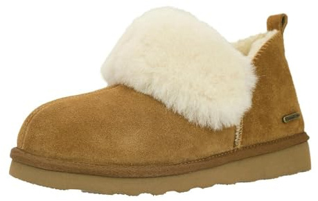 PAMIR Damen Echtes Wildleder Shearling Knöchel Mokassin Booties Hausschuhe Stiefel Memory Foam Indoor Outdoor