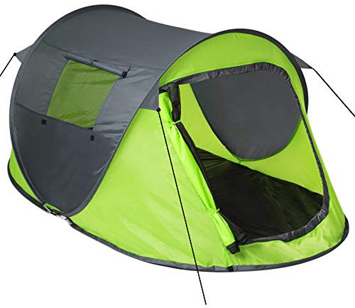 tectake® Tienda de Campaña para 2 Personas, Impermeable, Montaje Rápido, con Piquetas y Cuerdas Tensoras, Ideal para Camping, Senderismo, Acampada, Supervivencia - 220 x 130 x 95 cm Gris/Verde