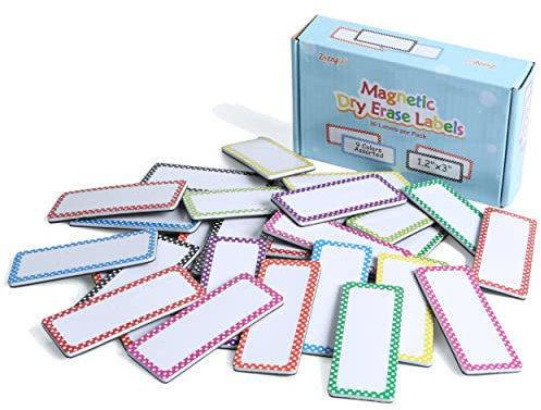Magnetische Namensschilder Dry Erase Labels: 36 Stück 7,6 x 3 cm, 9 Farben, Büro- & Schulbedarf