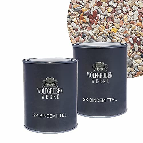 WO-WE Steinteppich SET 25kg Naturstein Marmorkies + 1,5kg Epoxidharz Bindemittel | Bunt 1-4mm